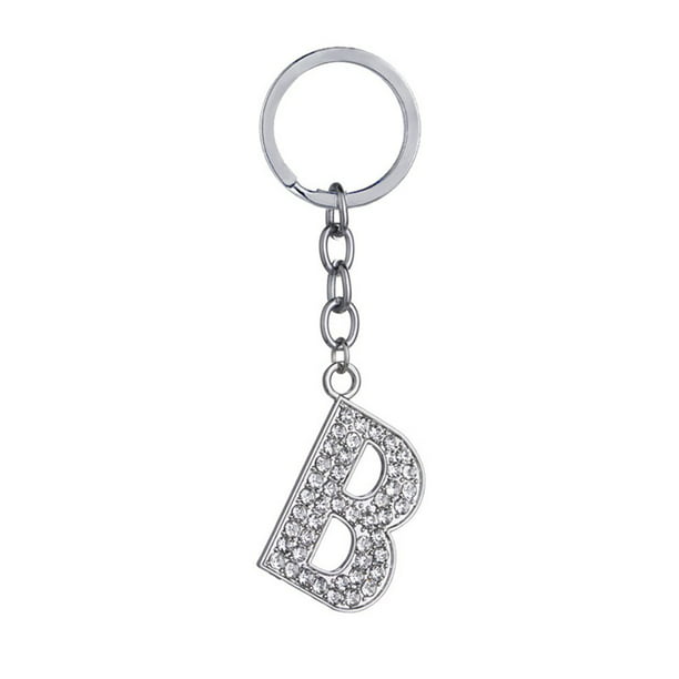 Alphabet Keyring A-Z Initials Letter Key Ring Shiny Silver Key Chain